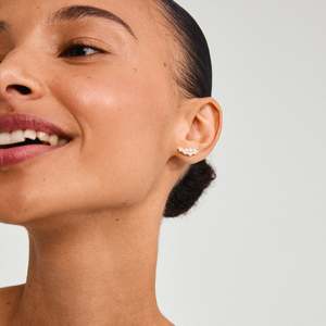 Gold Jewellery: Jova Recycled Pearl Earrings - Gold Plated - White