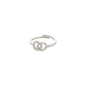 Silver Jewellery: Lulu Recycled Crystal Ring - Silver Plated