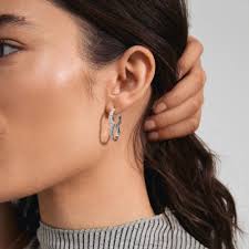 Silver Jewellery 1: Connect Recycled Crystal Earrings - Crystal - Silver Plated