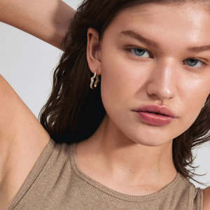 Gold Plated Earrings: Connect Recycled Crystal Earrings - Crystal - Gold Plated