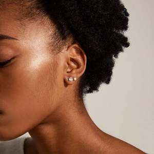 Silver Jewellery 1: Tina Recycled Crystal & Pearl Studs - Silver Plated