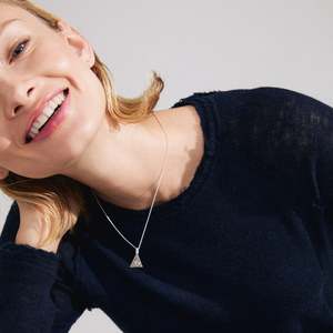 Silver Plated Necklaces: Focus Necklace - Silver Plated - White