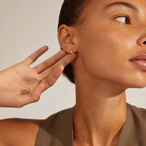 Gold Jewellery: Eddy Recycled Organic Shaped Small Hoops - Gold Plated