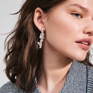 Statement: Jude Recycled Earrings - White - Silver Plated