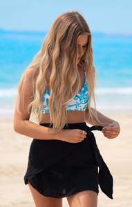 BLACK BEACH SARONG SKIRT COVER UP