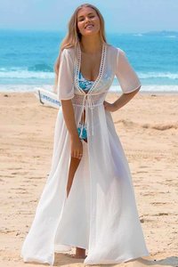 Beachwear 1: MILKY WHITE BEACH LONG DRESS COVER UP