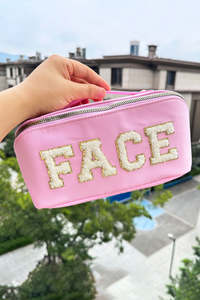 Accessories: Pirouette Fuzzy FACE Graphic Zipper Portable Makeup Bag