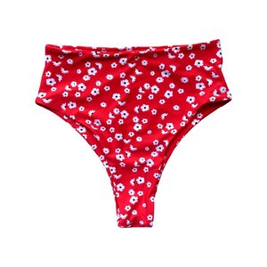 High Cut Bikini Bottoms: BAUDOUIN BIKINI BOTTOMS IN FLORAL SANGRIA