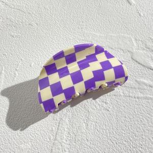HAIR CLAW CLIP - PURPLE CHECKER