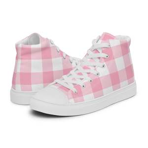 PINKCOLADA HIGH TOP CANVAS SHOES - PINK GINGHAM