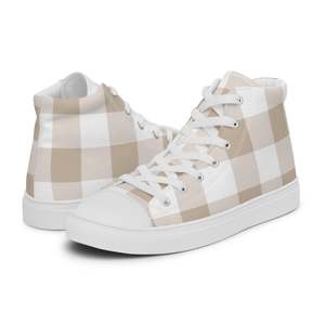 PINKCOLADA HIGH TOP CANVAS SHOES - BEIGE GINGHAM