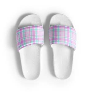 Shoes: HAWAII WOMEN'S SLIDES - PINK PLAIDS