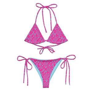 STRING BIKINI SET ECO - GARDEN PARTY HOT PINK & BLUE