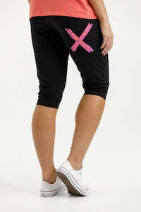 Pants: Homelee 3/4 Apartment Pants - Black with Sunset Floral X