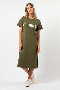 Stella + Gemma Maxie T-Shirt Dress - Khaki White Stripes