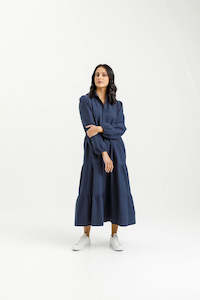Homelee Long Sleeve Khloe Dress - Indigo Blue