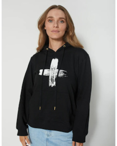 Stella + Gemma Hoodie - Black with Brushed White Cross
