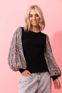 Augustine: Charlo by Augustine - Jazz Knit Top Cotton Black