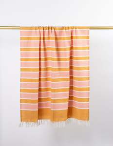 Stella + Gemma Turkish Towel - Mustard/Blush Stripe