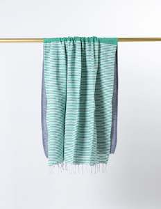 Stella Gemma: Stella + Gemma Turkish Towel - Charcoal/Green Stripe