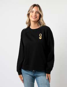 Sweatshirts Hoodies: Stella + Gemma Everyday Sweater - Black Queen of Hearts