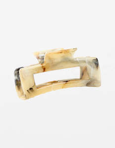 Accessories: Stella + Gemma Hair Claw - Oblong Marble Black and Cream