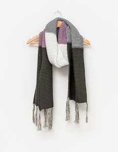 Accessories: Stella + Gemma Fringe Olive/Lilac/Linen Scarf