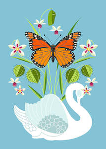 Image Vault - Monarch Butterfly and Vase - Art Print