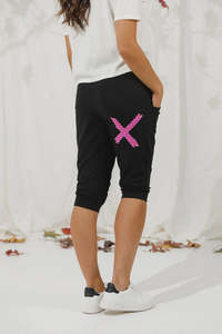 Homelee 3/4 Apartment Pants - Black with Candy Stripe X