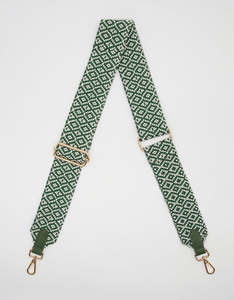 Bags And Wallets: Stella + Gemma Bag Strap - Emerald & White Diamonds
