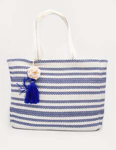 Stella + Gemma Shopper Bag - Navy Herringbone Stripes