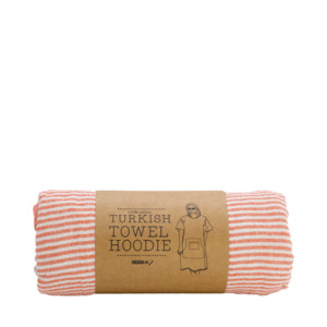Moana Road - Turkish Towel Hoodie - Pink & Orange Stripe
