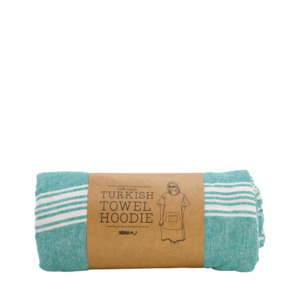 Moana Road - Turkish Towel Hoodie - Aqua Striped