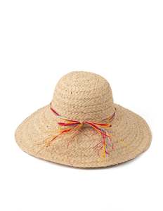 Stella + Gemma Raffia Hat - Natural with Coloured Raffia Bow