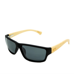 Accessories: Moana Road - Sunglasses - Tradies - Black with Wood Arms