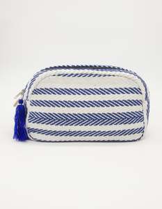 Stella Gemma: Stella + Gemma Cosmetic Bag - Navy Herringbone Stripes