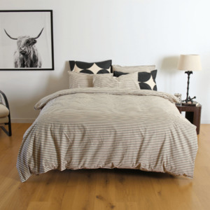 Patterson Rose - Luna Oatmeal & Black Stripe Duvet Cover Set - King