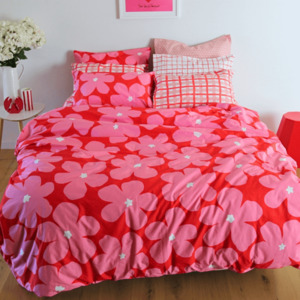 Patterson Rose - Ruby Red & Pink Flower Duvet Cover Set - Single