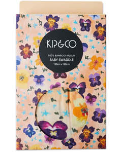 Kip & Co Bamboo Muslin Baby Swaddle - Pansy