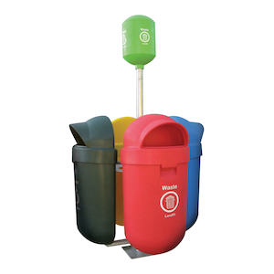 Outdoor Litter Bins: PRS4 Quad Outdoor Litter Bin (With Stand)