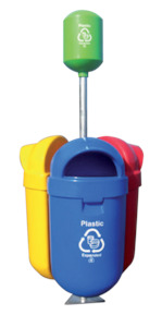 Outdoor Litter Bins: PRS3 Triple Outdoor Litter Bin (With Stand)