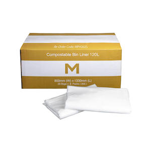 Bin Liners Wheelie Bin 120l: White Liner - Compostable - 200pc/Carton - PBL120CP