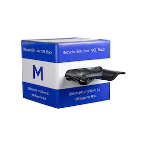 Bin Liners Wheelie Bin 120l: Black Liner - 100pc/Dispenser Box - PBL120DB