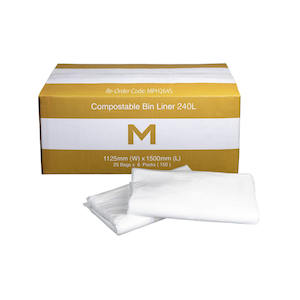 Bin Liners Wheelie Bin 240l: White Liner - Compostable - 150pc/Carton - PBL240CP