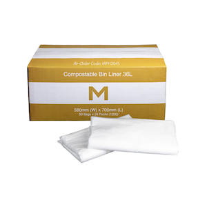 Bin Liners Ecobak 35l: White Liner - Compostable - 1200pc/Carton - PBL35/45CP