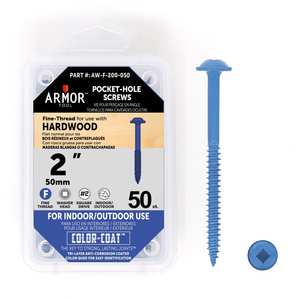Color-Coat 2″ Fine-Thread Pocket Hole Screws- 50 Package (Armor-Tool)