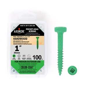 Armor Tool: Color-Coat 1″ Fine-Thread Pocket Hole Screws- 100 Package (Armor-Tool)