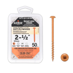 Armor Tool: Color-Coat 2-1/2″ Coarse-Thread Pocket Hole Screws- 50 Package (Armor-Tool)
