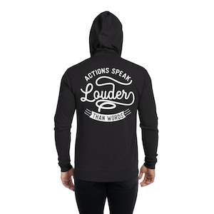 Men Hoodies: Mens Action Speaks Louder Than Words zip hoodie