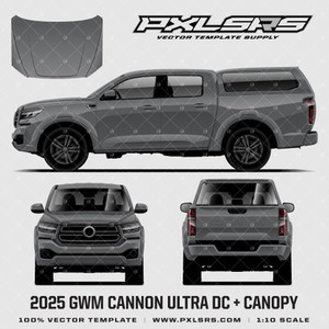 2025-2026 GWM Cannon Ultra / Great Wall P-Series Double Cab + Canopy '100% Vector' Template